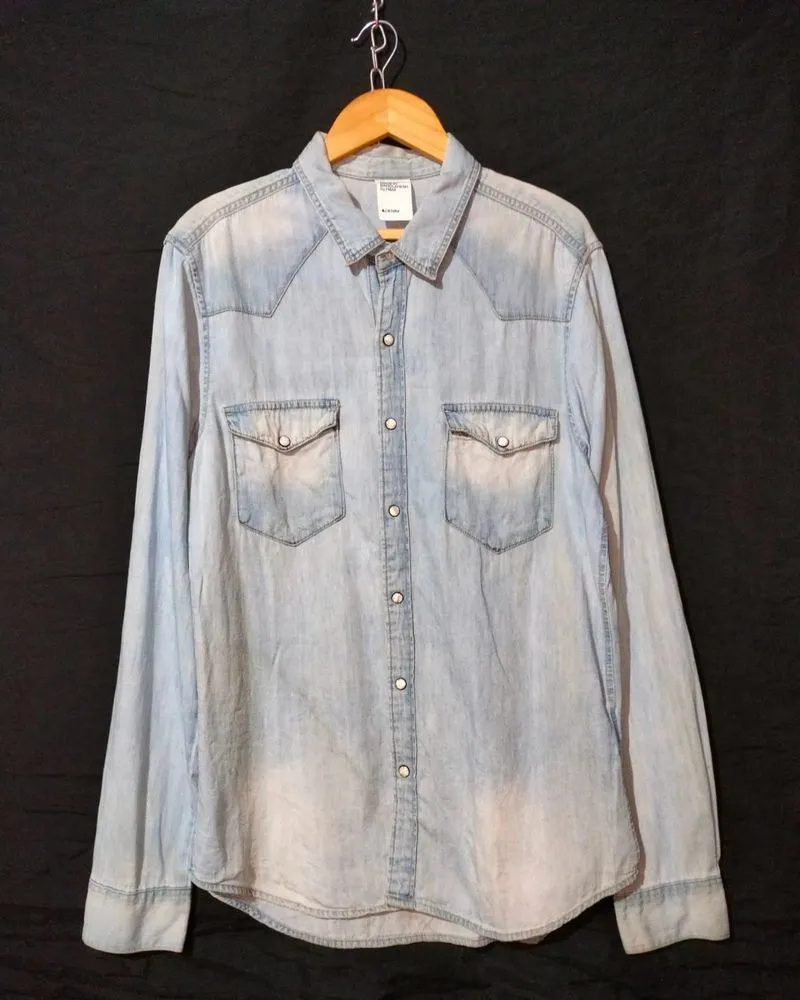 kemeja H&M denim size M photo 1