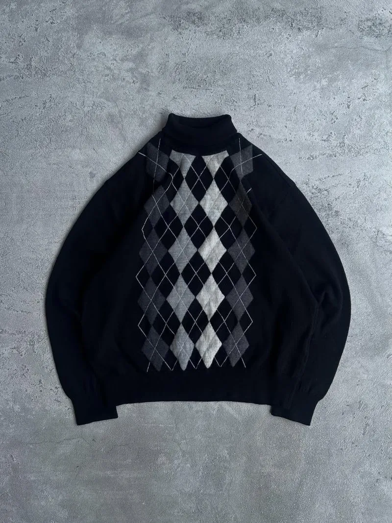 Parkland knitwear vintage argyle pattern grandpa sweater photo 1