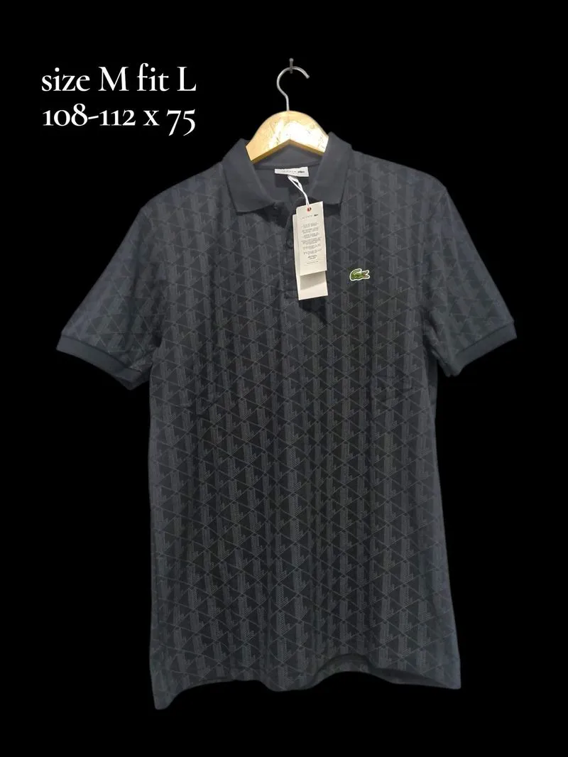 kaos polo shirt lacoste hitam abu tua aop sz M fit L BNWT photo 1