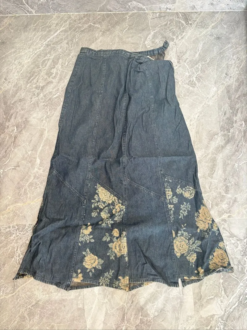 y2k skirt jeans grunge flower rok jeans photo 1