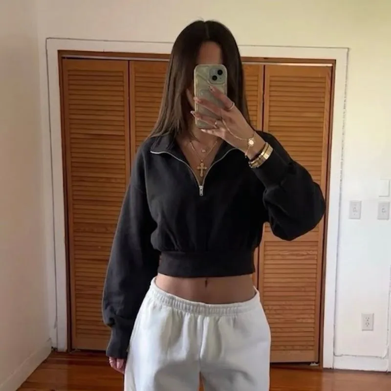 Crop Half Zipper GU by Uniklo Black photo 1