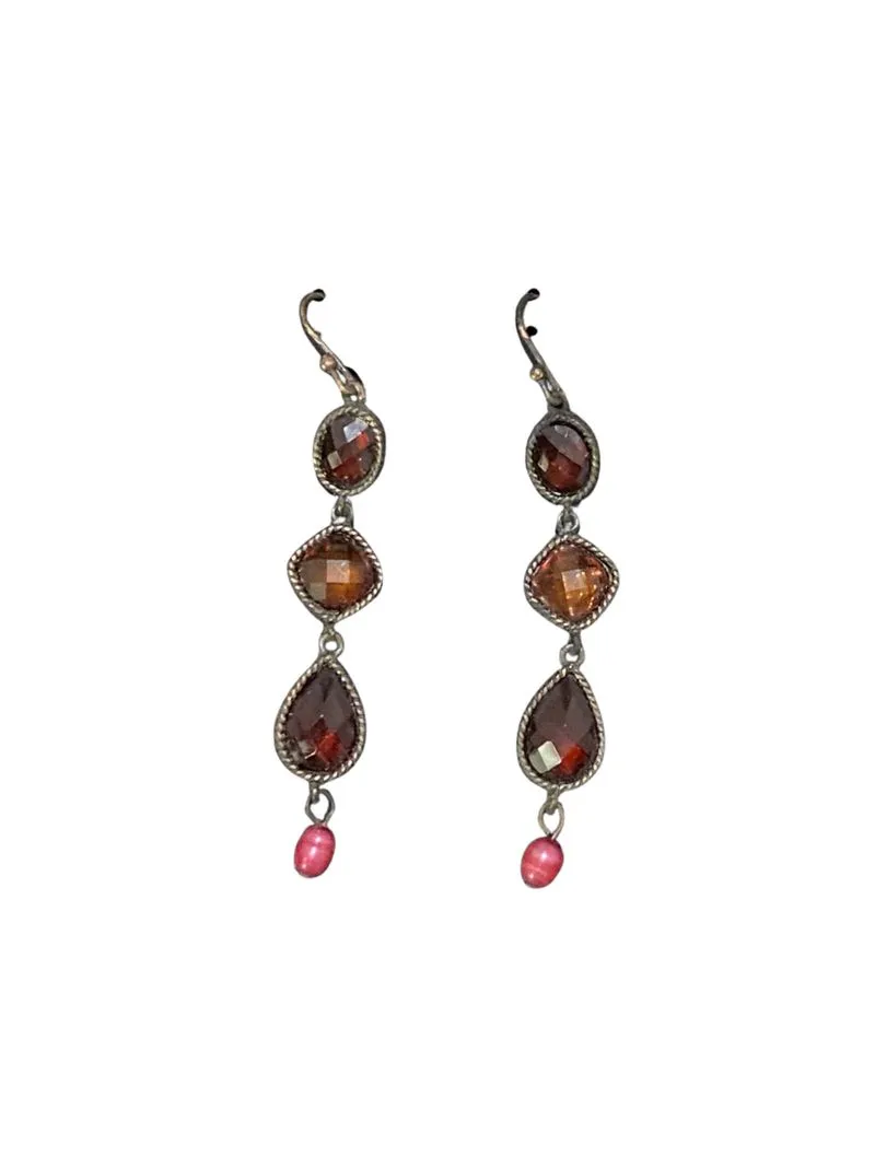 amber and burgundy jewel earrings photo 1