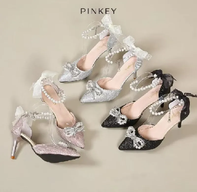Heels Pinkey Satin Glitter Mutiara photo 1