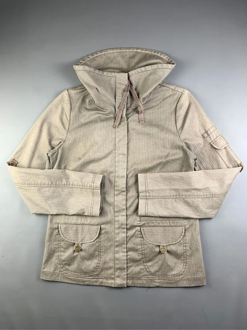2000s Gozo Pinstripe High Neck Collar Vent Bomber Jacket (M) photo 1