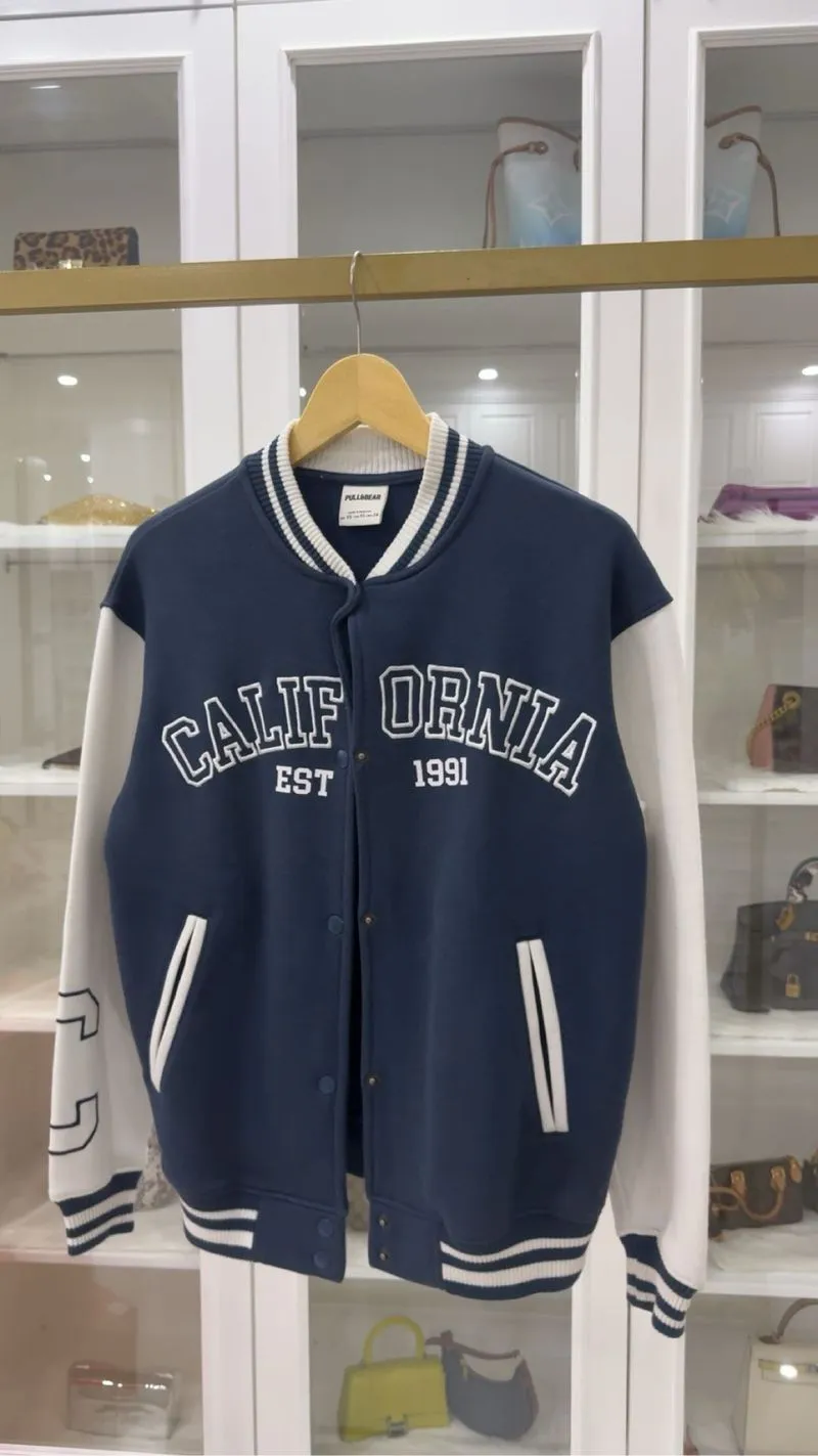 Pull & Bear Varsity Jacket California Navy Blue - Size XS photo 1