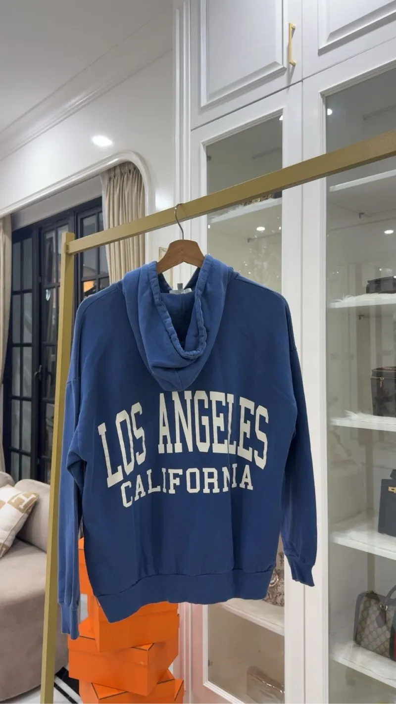 Pull & Bear Pacific Republic Hoodie Los Angeles Blue - Size  photo 1