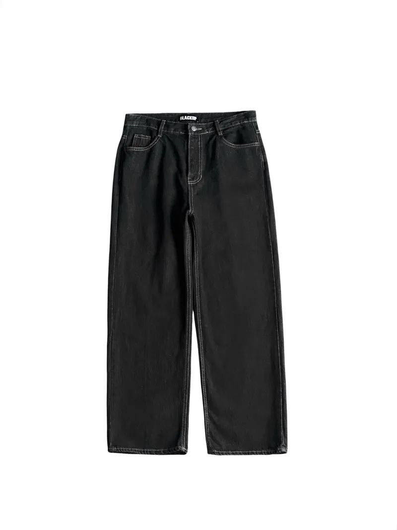Blackup high rise jeans dark indigo relaxed fit denim pants photo 1