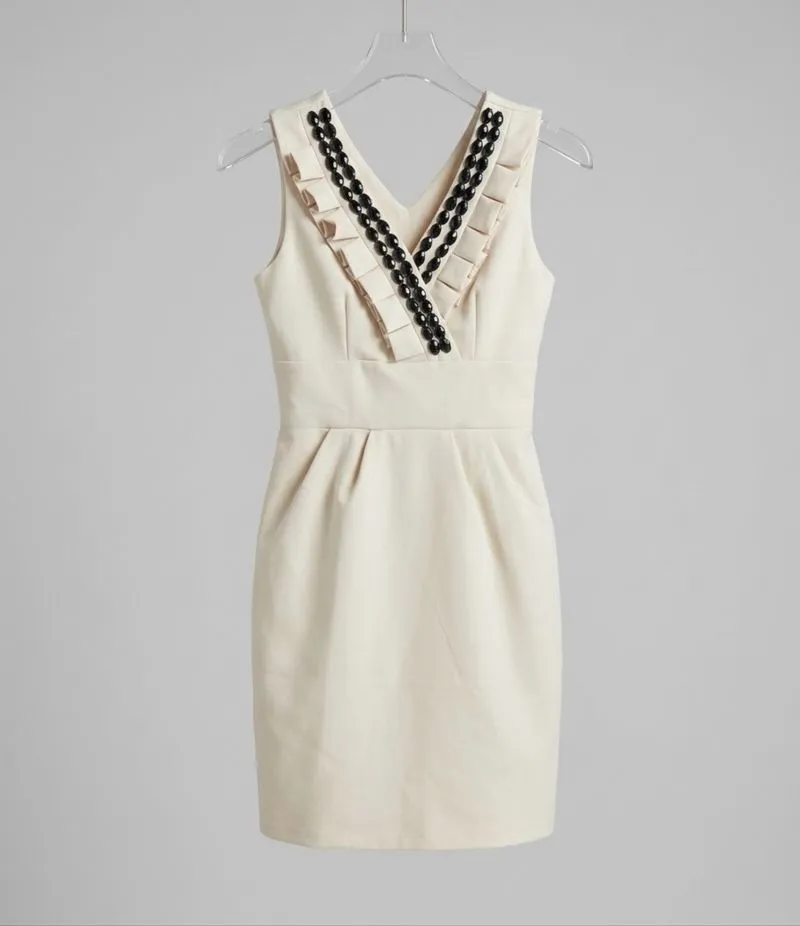 Cream & Black Bead Detail Dress photo 1