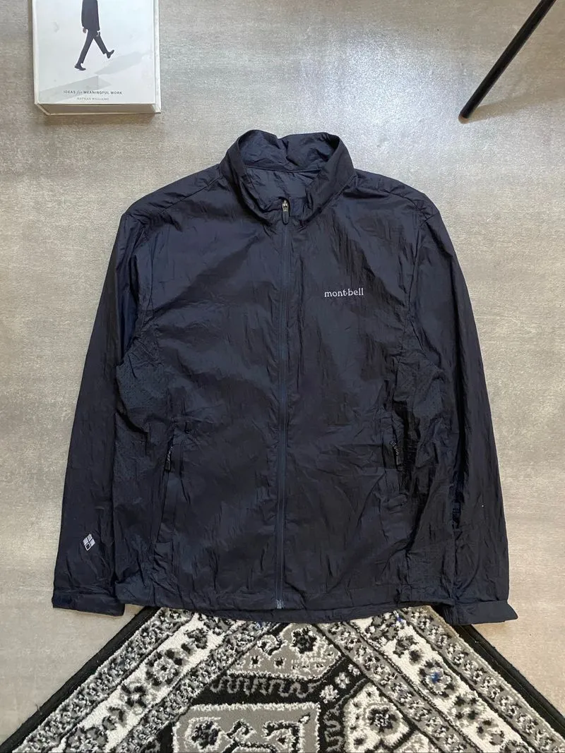 Montbell Windbreaker Jacket Nylon Black Full Zipper photo 1