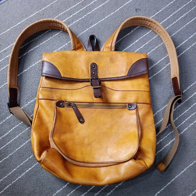 Vintage Leather Backpack Authentic photo 1