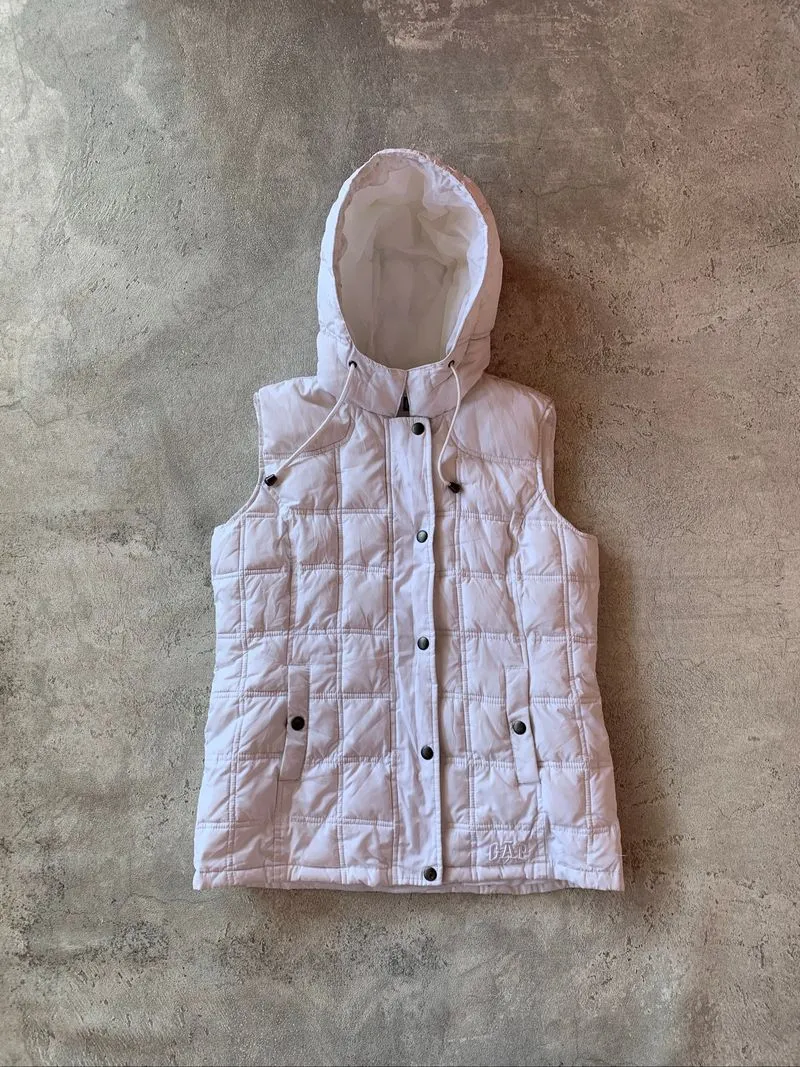 Gap Puffer Vest Padded White Bulu angsa gelembung outdoor photo 1