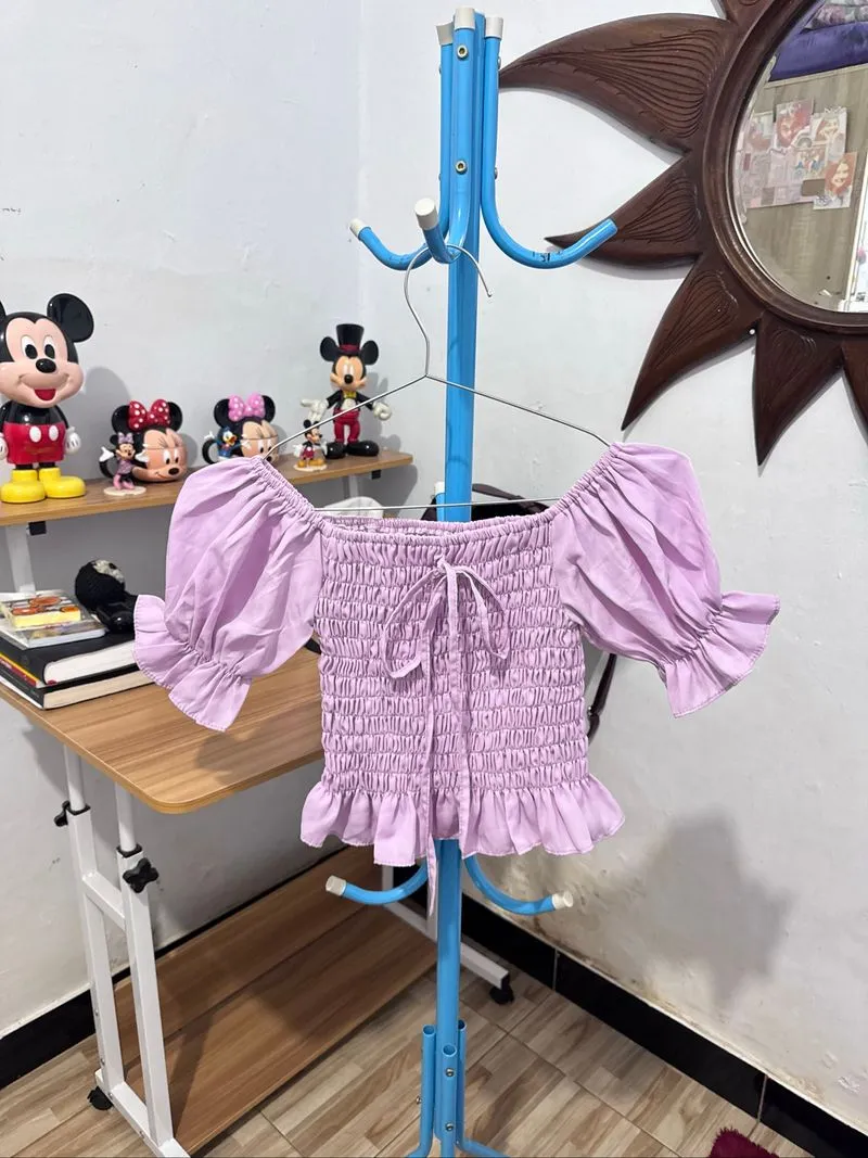 Lilac Smocked Crop Top photo 1