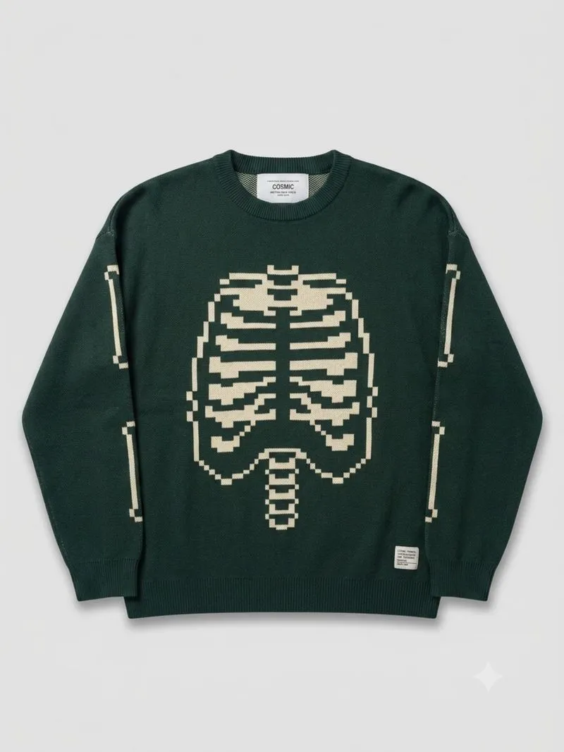 COSMIC KNIT SWEATER GREEN SKELETON photo 1