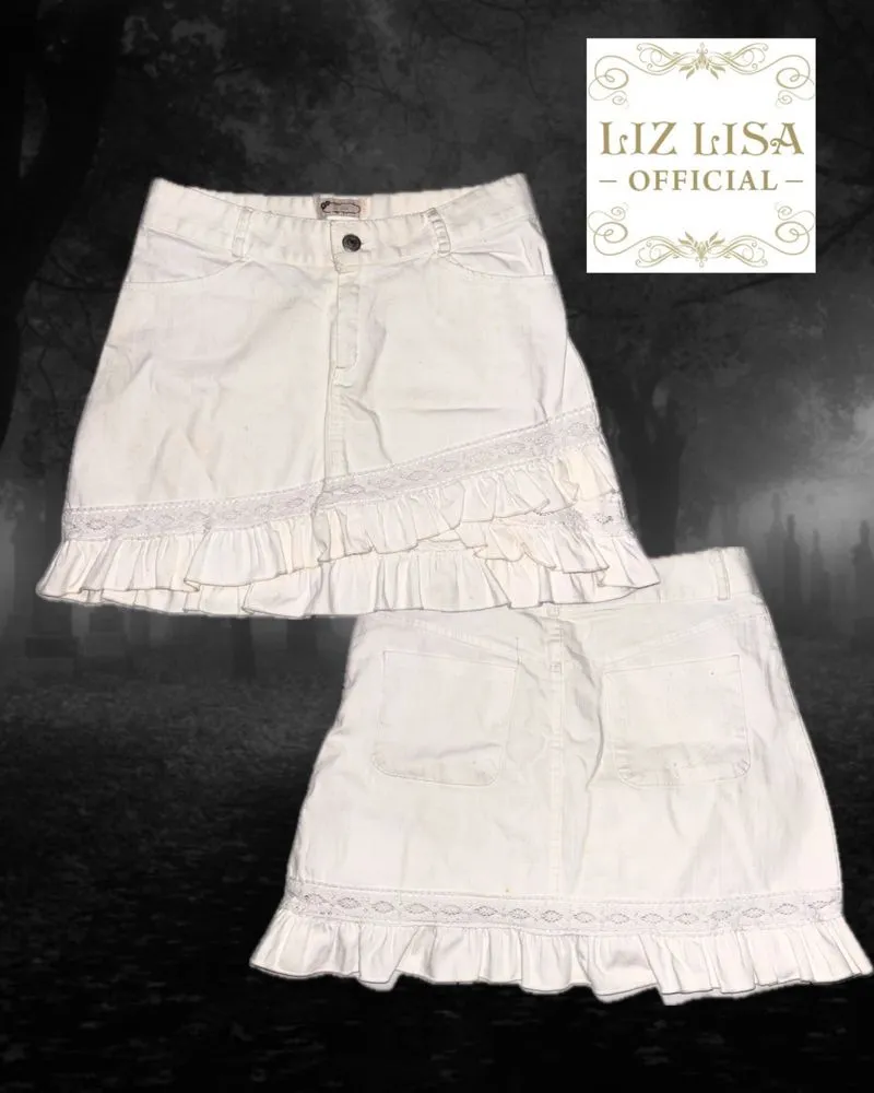 LizLisa white ruffle lace vintage skirt photo 1