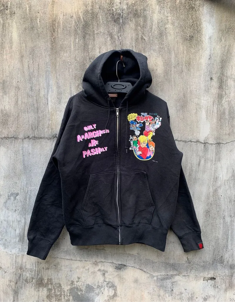 Vintage Kishidenne Wrerutogood Anime Japan Hoodie Sun Faded photo 1