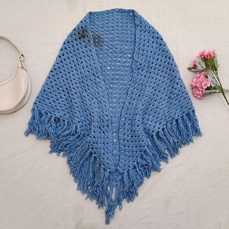 Rajut Shawl Dusty Blue Rumbai Mori Kei Fairy Grunge Oversize photo 1