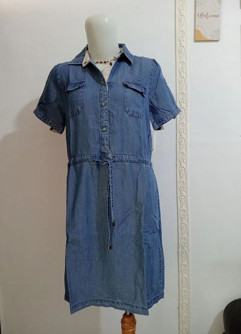 Burberry Minimalist Midi dress Wanita navy photo 1