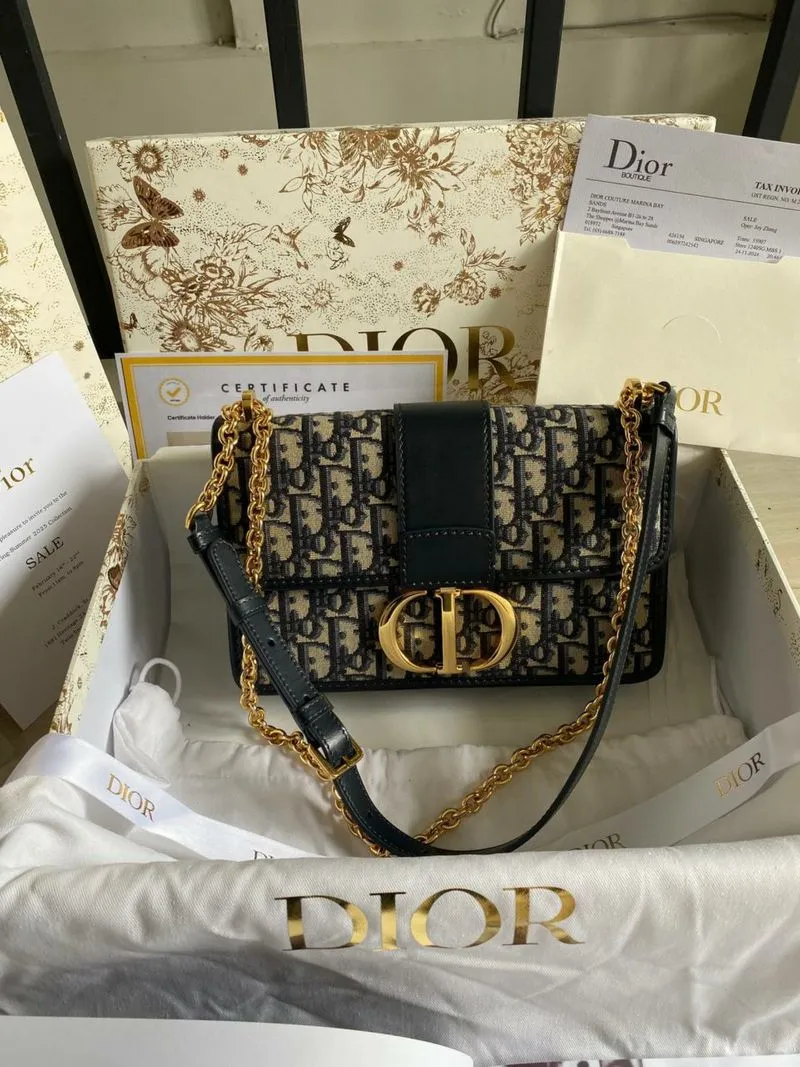 Nego Preloved 30 Montaigne Chain Bag Oblique Jacquard Blue  photo 1