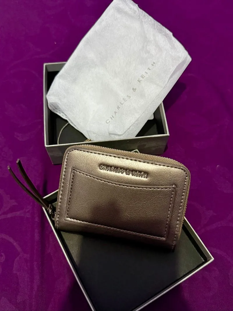 Charles & Keith Xylia Metallic Zip-Around Short Wallet photo 1