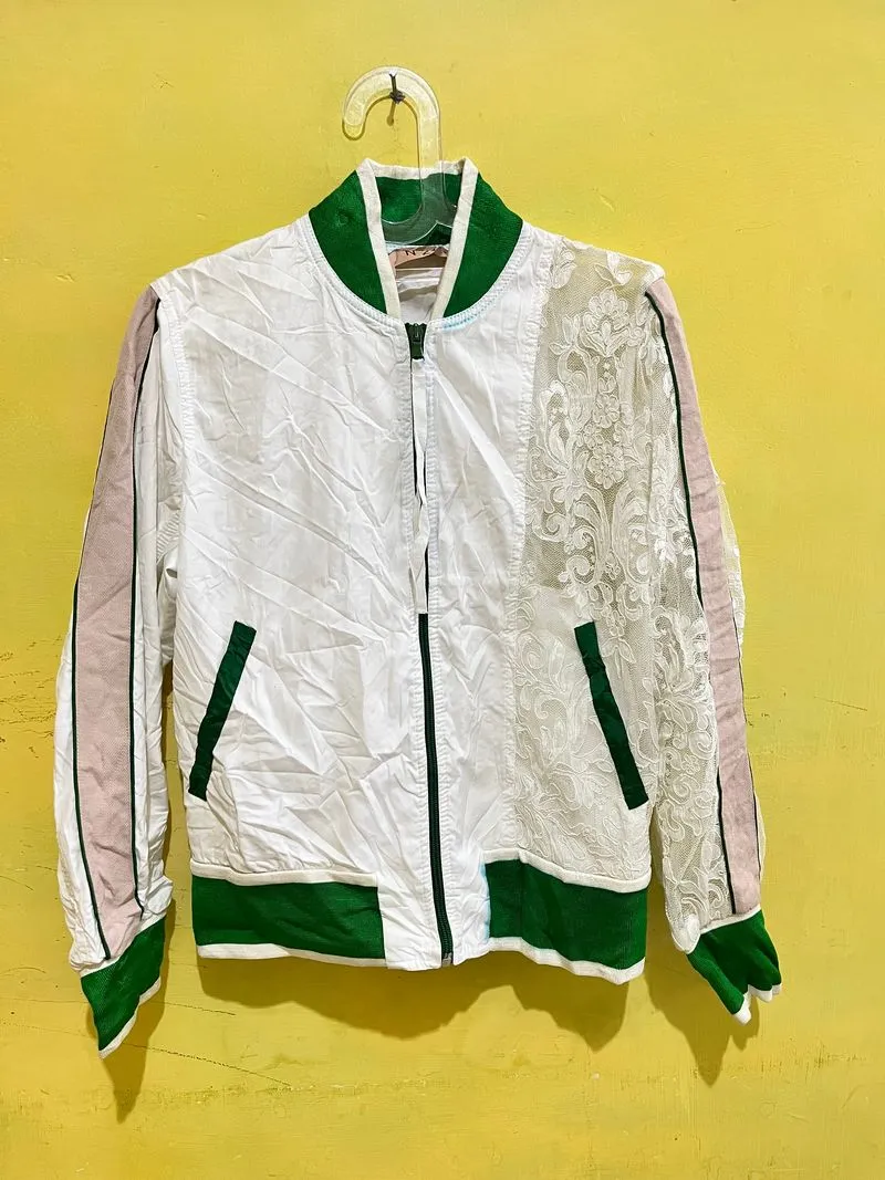 Gucci Casual Bomber jacket Wanita white green photo 1