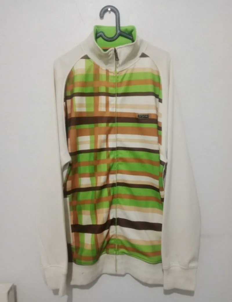 Vintage encye beige and green striped full zip photo 1