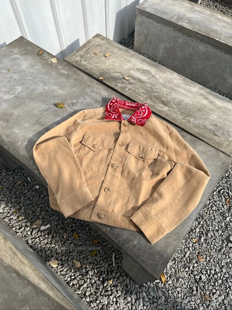 🔥 Jacket Suede Browse Collar Bandana photo 1