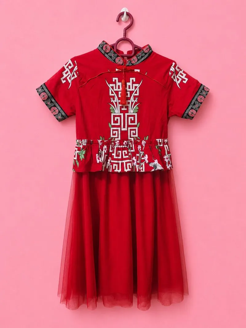 Batik Dress Hebe Red Cheongsam photo 1