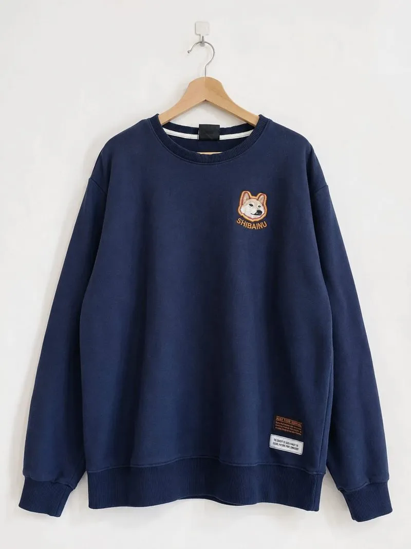 AMBLER Crewneck Navy Shiba Inu Embroidery  photo 1