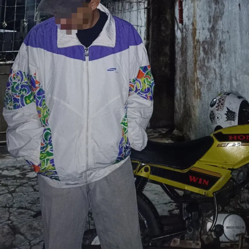 Biker Casual Windbreaker Pria multicolor white photo 1