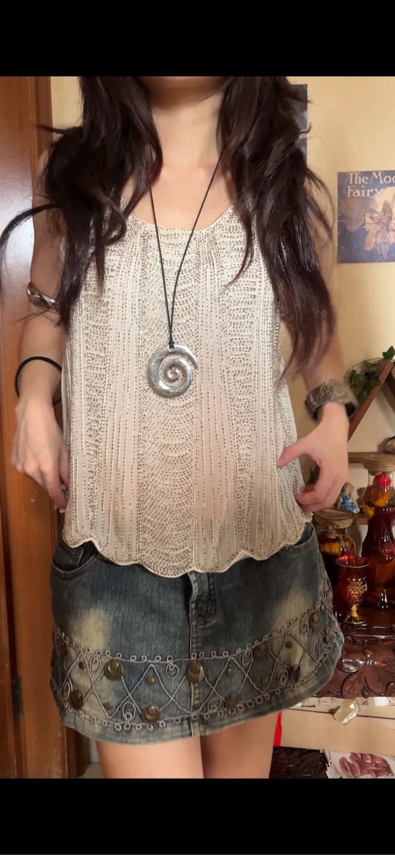 sequin cream tank top photo 1