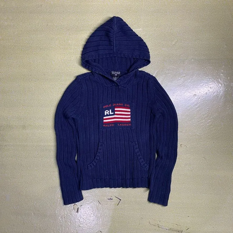 Vintage Polo Jeans Company Ralph Lauren Gray Hooded Sweater  photo 1