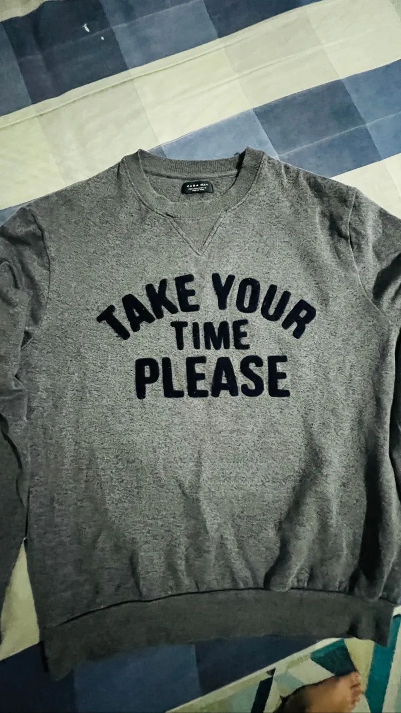 sweater TAKE YOUR TIME PLEASE dark grey ZARA photo 1