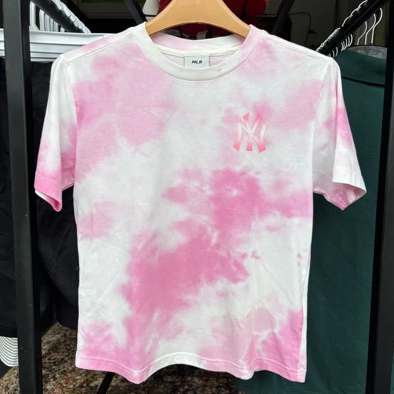 Y2K MLB Korea New York Yankees Pink Tie Dye Tee photo 1