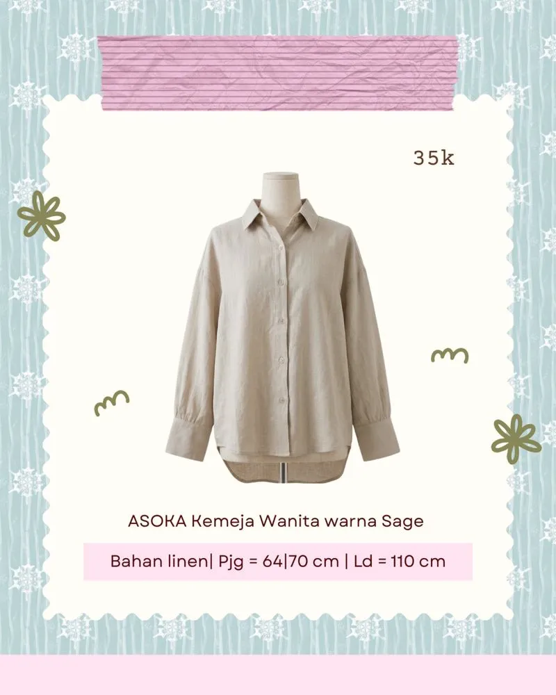 ASOKA Kemeja wanita sage photo 1