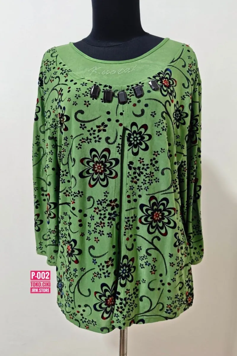 BAJU BLOUSE BIG SIZE JUMBO HIJAU GREEN CEWE (PO-002) photo 1