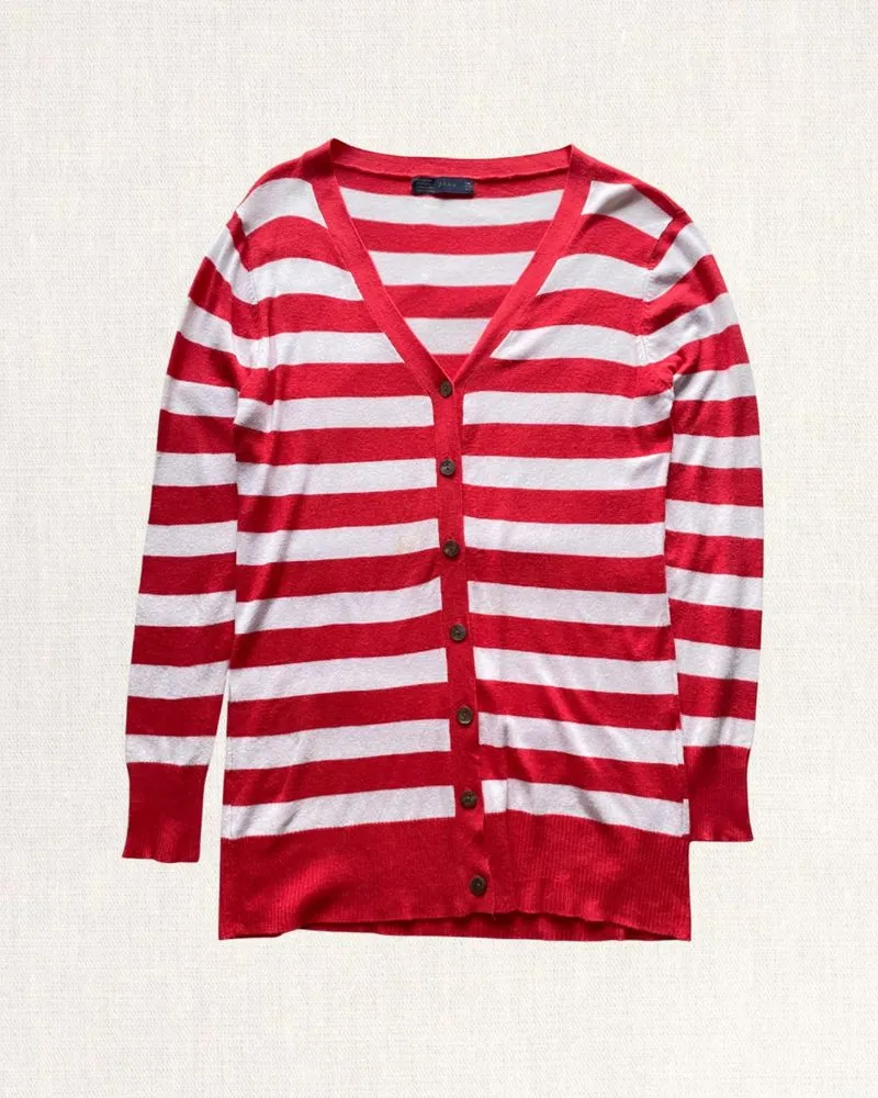 zara|striped cardigan - white&red/putih&merah . batch 4 photo 1