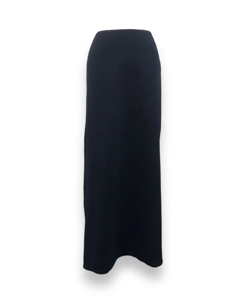 2000s Yohji Yamamoto 'WXYZ' Black A Line Nylon Maxi Skirts photo 1