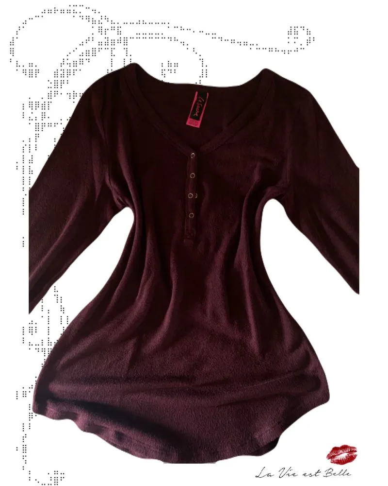 Long-sleeve Henley top or loungewear shirt photo 1