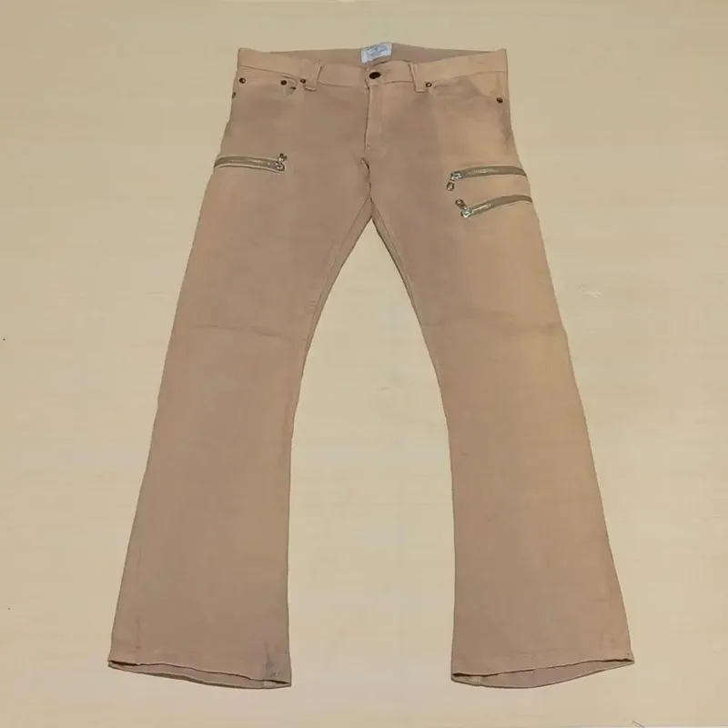 Menz Style Japanese Brand Flare Bike Multi Zipper Beige Deni photo 1