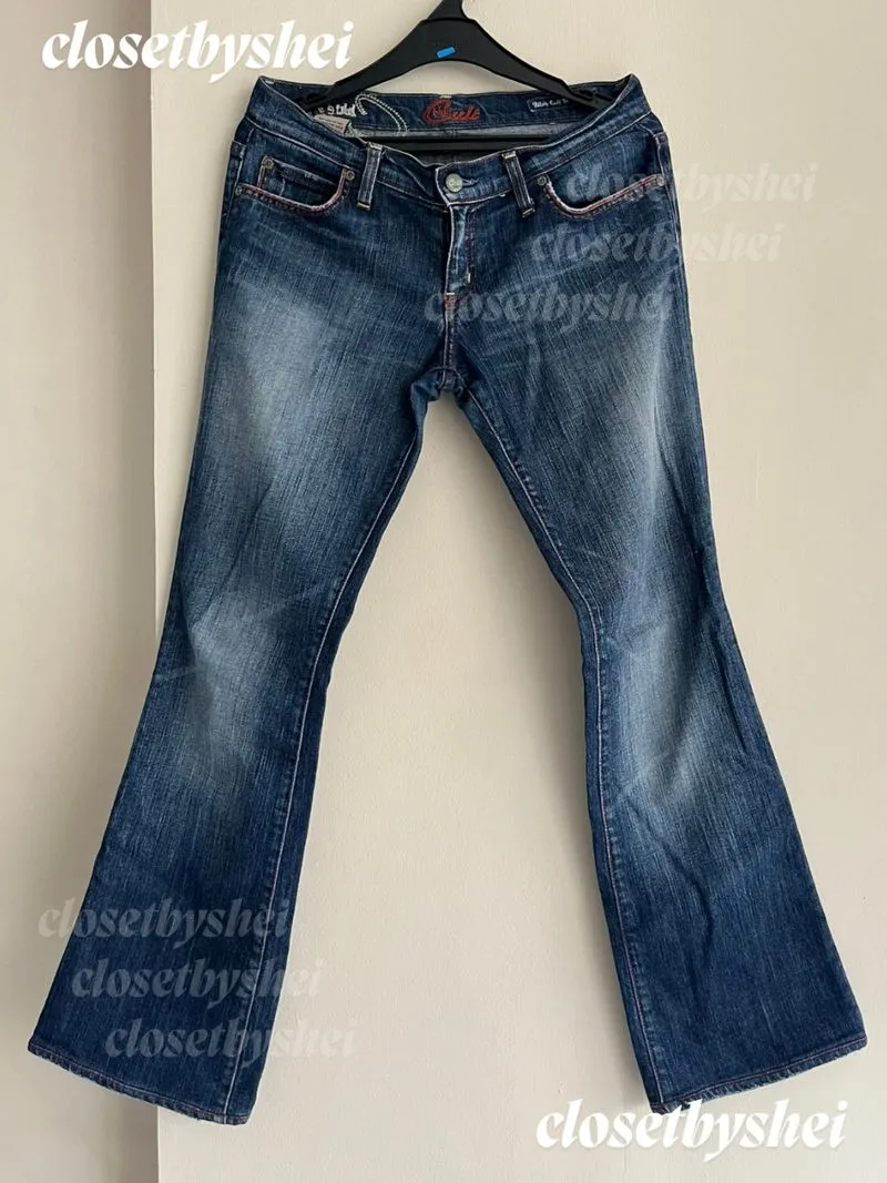 Blue cult vintage denim jeans boot cut women y2k photo 1