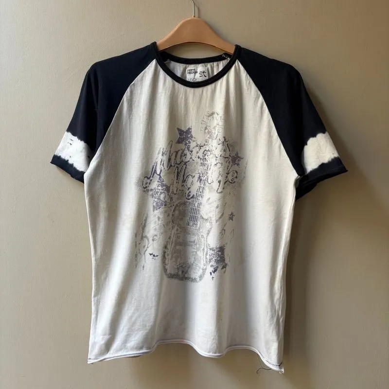 Y2K Poem Punk Grunge PPFM Music is My Life Raglan Tee photo 1
