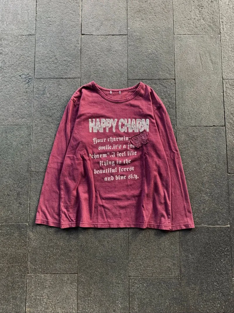 Happy Charm japanese poem style y2k long sleeve photo 1