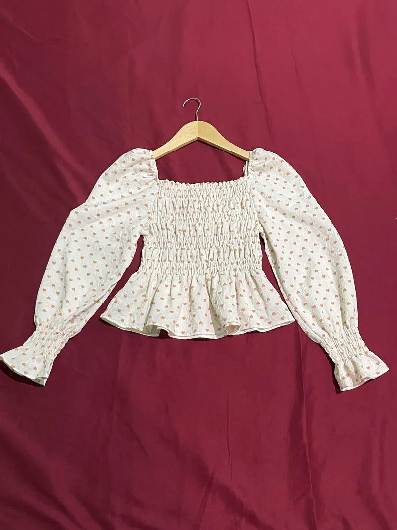 Casual Crop top Wanita cream photo 1