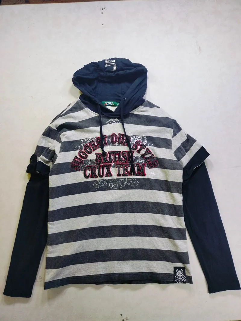 Hoodie Crux Original - Design Double Layer Striped y2k photo 1