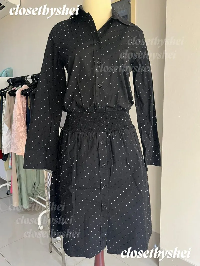 m)phosis mphosis polkadot shirt dress midi long sleeve photo 1