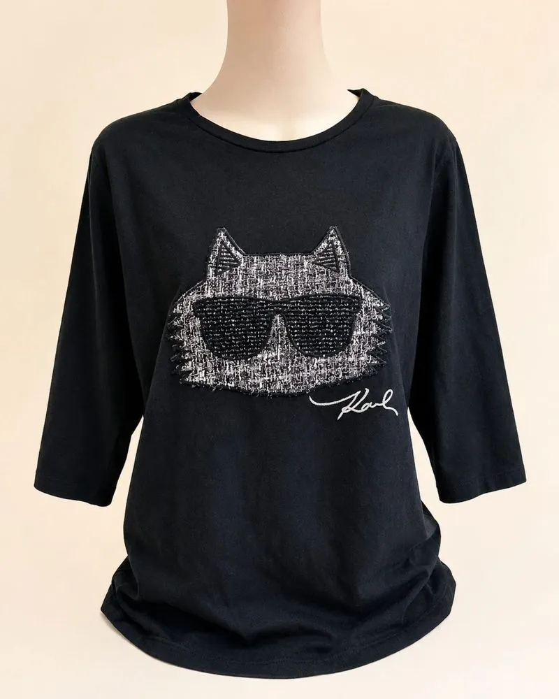 Karl Lagerfeld Choupette Cat Embroidery Top Black Oversize photo 1
