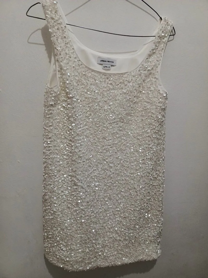 White sequin mini dress photo 1