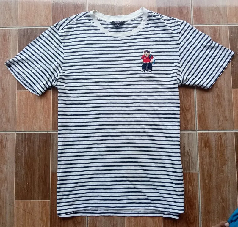 R. Athletic Casual T-shirt Pria white black photo 1