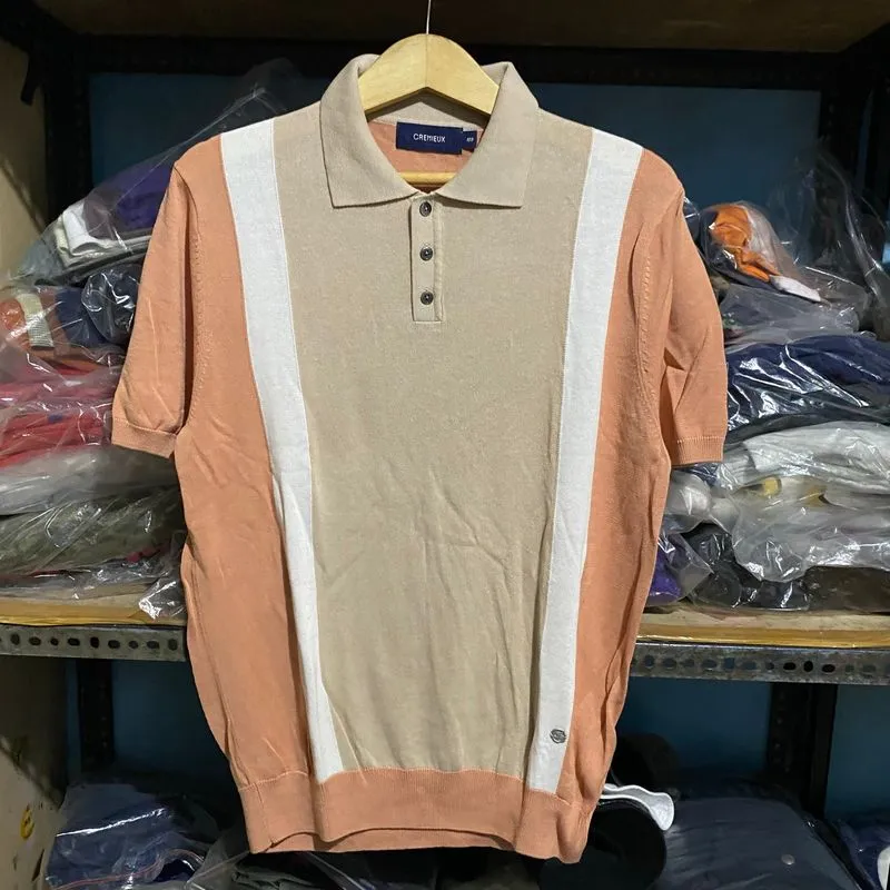 Cremieux Knitted Polo Shirt Beige/Oren Size 105 67x53 photo 1