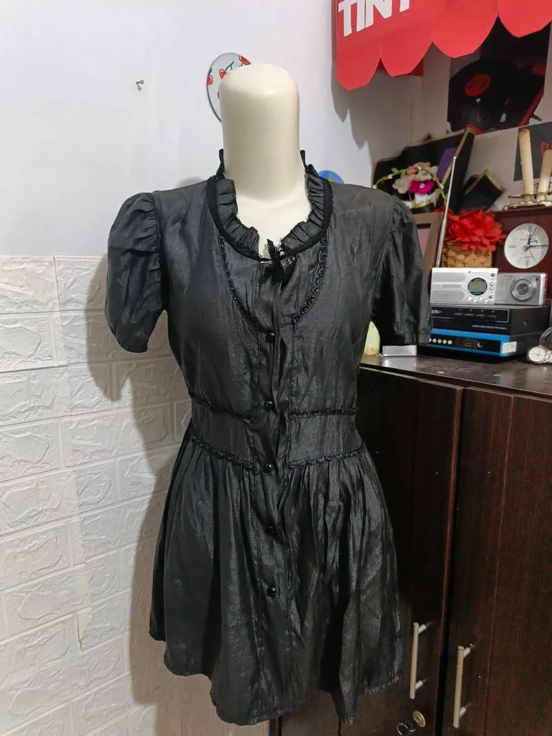 goth alt grunge lace puff sleeve mini dress top photo 1